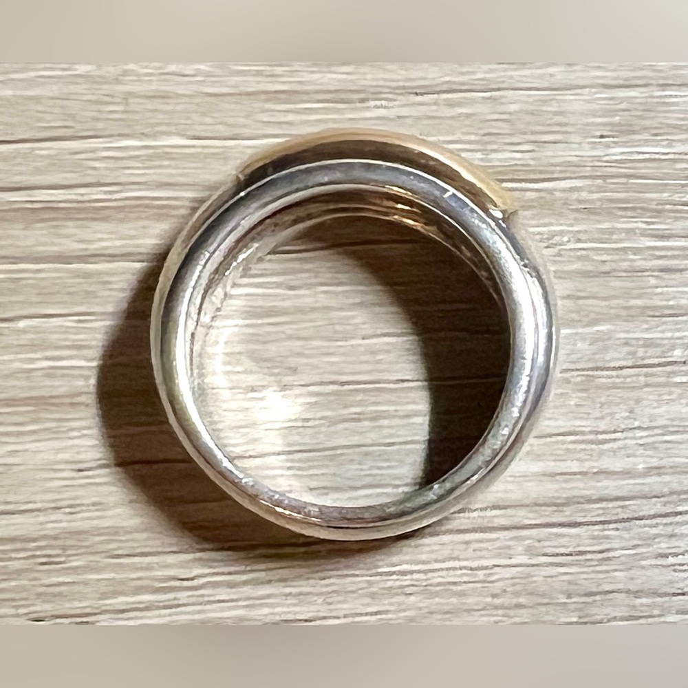 Vintage Designer Ilias Lalaounis Sterling Silver & 14K Gold Band Ring, Size 6.5 - Picture 7 of 11